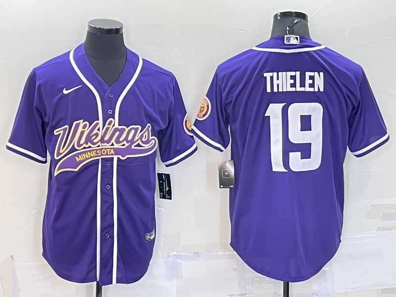 Men's Minnesota Vikings #19 Adam Thielen Purple With Patch Cool Base Stitched Baseball Jersey,We sell and wholesale Men's Minnesota Vikings #19 Adam Thielen Purple With Patch Cool Base Stitched Baseball Jersey on line form chian!